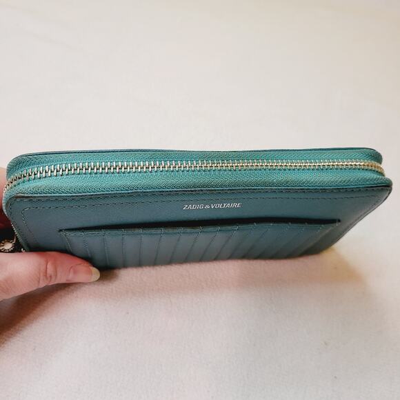 Zadig and Voltaire blue quilted leather wristlet accordion wallet - Picture 5 of 10